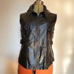 Punk Rave Pleather Side Buckle Vest Black Size Small